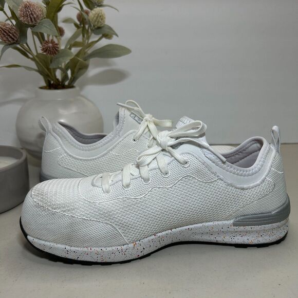 Skechers Bulkin-Balran Comp Toe Lace Up Sneaker White Women's 7.5 Safety Shoes - Picture 7 of 11
